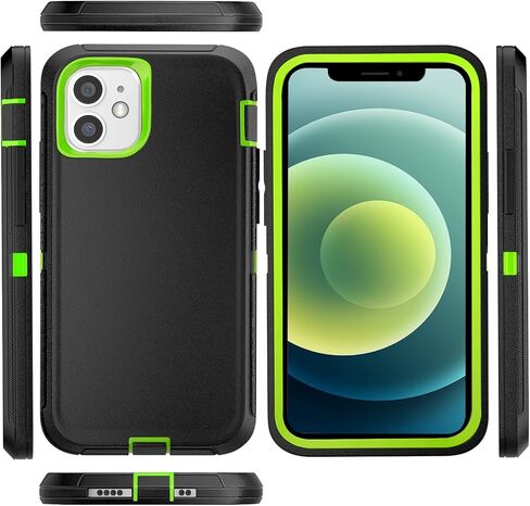 Case for iPhone 12 Pro Max Case 6.7" Belt-Clip Kickstand Holster with 2 Screen Protector,Full Body Rugged Heavy Duty Military Grade Shockproof/Drop Protection Cover (Black+Clip) in Kuwait