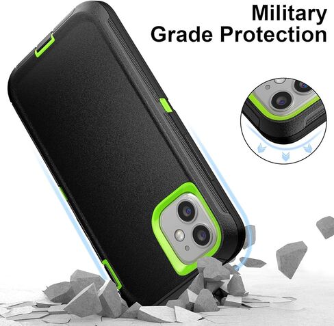 Case for iPhone 12 Pro Max Case 6.7" Belt-Clip Kickstand Holster with 2 Screen Protector,Full Body Rugged Heavy Duty Military Grade Shockproof/Drop Protection Cover (Black+Clip) in Kuwait