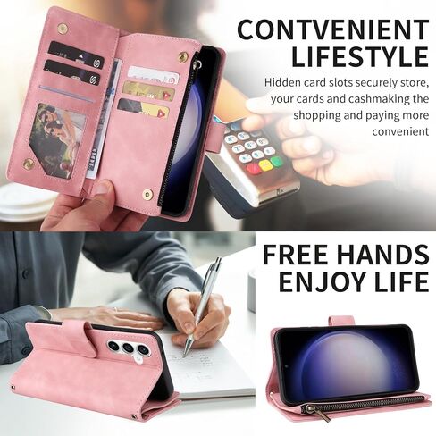 حافظة LBYZCASE لهاتف Samsung Galaxy S23 FE 5G مع فتحات للبطاقات [حجب RFID]، حافظة قابلة للطي بمسند مغناطيسي للإغلاق من الجلد بسحاب ومحفظة حول الجسم وحزام كروس مضاد للصدمات لهاتف Galaxy S23FE (أسود) in Kuwait