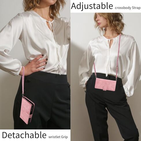 حافظة LBYZCASE لهاتف Samsung Galaxy S23 FE 5G مع فتحات للبطاقات [حجب RFID]، حافظة قابلة للطي بمسند مغناطيسي للإغلاق من الجلد بسحاب ومحفظة حول الجسم وحزام كروس مضاد للصدمات لهاتف Galaxy S23FE (أسود) in Kuwait