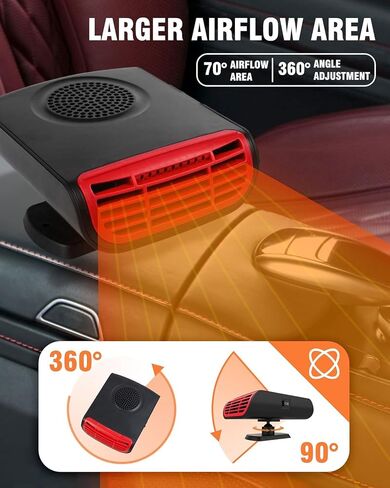 Car Heater - 12V Car Heater That Plugs Into Cigarette Lighter, Portable Car Heater Car Fan Heater, Seat Heater, 2 in 1 Portable Fast Heating Car Heater Windsheild Defroster Windscreen in Saudi Arabia