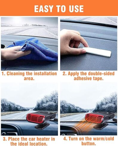 Car Heater - 12V Car Heater That Plugs Into Cigarette Lighter, Portable Car Heater Car Fan Heater, Seat Heater, 2 in 1 Portable Fast Heating Car Heater Windsheild Defroster Windscreen in Saudi Arabia