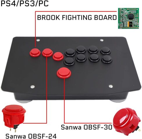 RAC-J500B-PS جميع الأزرار عصا التحكم في ألعاب الفيديو لأجهزة PS4/PS3/PC Sanwa OBSF-24 30 in Kuwait