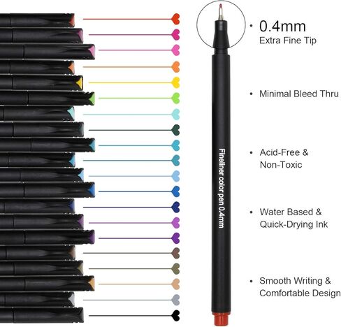 مجموعة أقلام تخطيط مجلة مكونة من 60 لونًا، أقلام رسم ملونة ذات نقاط دقيقة، أقلام رسم مسامية، قلم تحديد دقيق مسامي لكتابة الملاحظات وتدوين جدول أعمال التقويم، لوازم مكتبية مدرسية فنية، هدايا العودة إلى المدرسة. in Kuwait