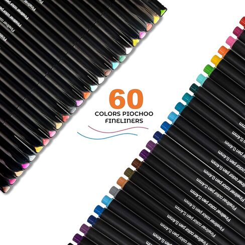 مجموعة أقلام تخطيط مجلة مكونة من 60 لونًا، أقلام رسم ملونة ذات نقاط دقيقة، أقلام رسم مسامية، قلم تحديد دقيق مسامي لكتابة الملاحظات وتدوين جدول أعمال التقويم، لوازم مكتبية مدرسية فنية، هدايا العودة إلى المدرسة. in Kuwait