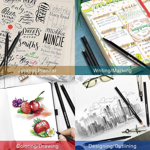 مجموعة أقلام تخطيط مجلة مكونة من 60 لونًا، أقلام رسم ملونة ذات نقاط دقيقة، أقلام رسم مسامية، قلم تحديد دقيق مسامي لكتابة الملاحظات وتدوين جدول أعمال التقويم، لوازم مكتبية مدرسية فنية، هدايا العودة إلى المدرسة. in Kuwait