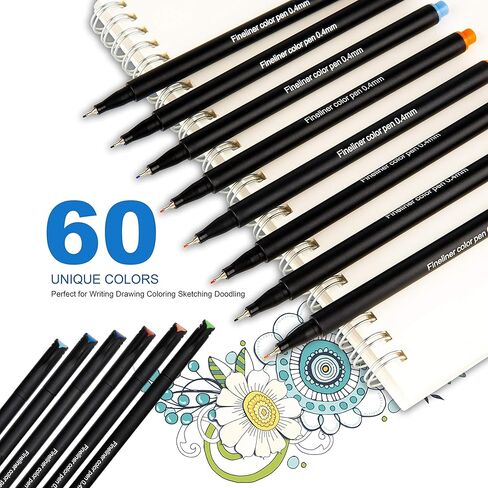 مجموعة أقلام تخطيط مجلة مكونة من 60 لونًا، أقلام رسم ملونة ذات نقاط دقيقة، أقلام رسم مسامية، قلم تحديد دقيق مسامي لكتابة الملاحظات وتدوين جدول أعمال التقويم، لوازم مكتبية مدرسية فنية، هدايا العودة إلى المدرسة. in Kuwait