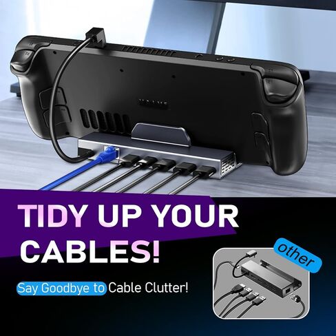 محطة إرساء LAN مُحدثة بسرعة 1000 ميجا بت في الثانية من iVoler لمنصة Steam Deck/ROG Ally/Steam Deck OLED، جيجابت إيثرنت، قاعدة ألومنيوم مع HDMI 2.0 4K@60 هرتز، 3 قاعدة شحن سريعة USB3.0 لسطح البث، سبيكة ROG in Kuwait