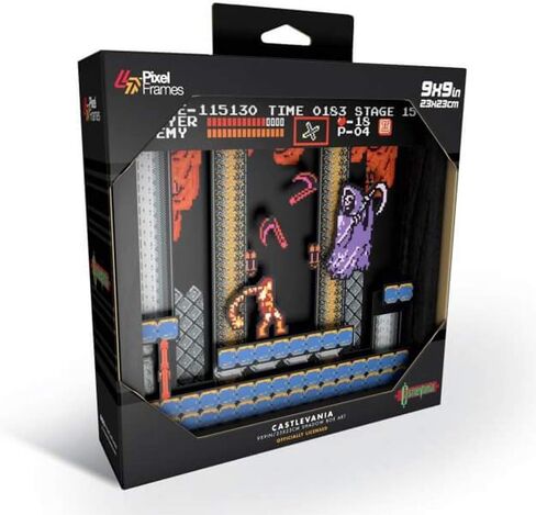 لوحة فنية لصندوق الظلال الكلاسيكي مقاس 9 × 9 بوصة من Castlevania Grim Reaper NES (كبير) (PF-KN-103) in Kuwait