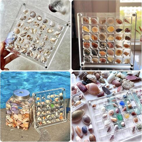 Acrylic Magnetic Seashell Display Box, Seashell Display Box, Double-Sided Magnetic Seashell Display Box, Clear Acrylic Diamond Gemstone Jewelry Storage Display Box（36 Grids ） in Kuwait