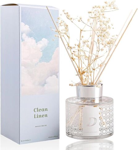 Clean Linen Scent Diffuser with Nice Diffuser Sticks,Strong Scented Reed Diffusers for Home,Elegant Scent with Flower Wood Fragrance,Smell Good for Home,Office Desk Decor,150ml Diffuser Oil in Saudi Arabia