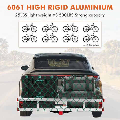 حامل شحن Hitch Cargo مقاس 49.4 × 22.4 × 7.1 بوصة، سلة شحن من الألومنيوم مثبتة على المقطورة تناسب جهاز استقبال وصلة 2 بوصة، رف حامل الأمتعة للمركبات الترفيهية والشاحنات والشاحنات الصغيرة بسعة 500 رطل، فضي in Kuwait