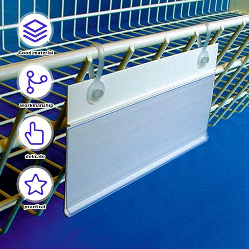 Plastic Wire Shelf Label Holder, 150 PCS 3.94" X 2.24" Wire Shelving Label Holder, Plastic Basket Label Clips with Easy Button Lock Design, Reusable Basket Label Holders for Market Store Warehouses in Kuwait
