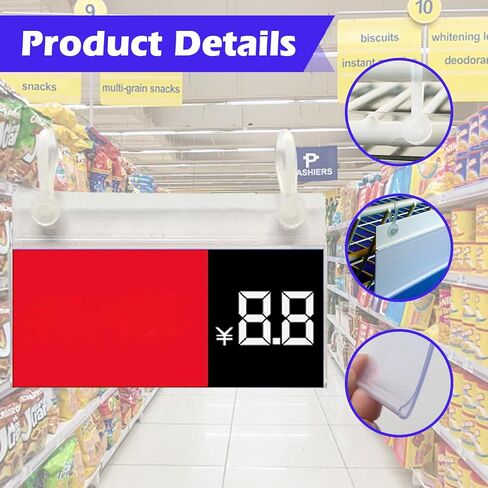 Plastic Wire Shelf Label Holder, 150 PCS 3.94" X 2.24" Wire Shelving Label Holder, Plastic Basket Label Clips with Easy Button Lock Design, Reusable Basket Label Holders for Market Store Warehouses in Kuwait