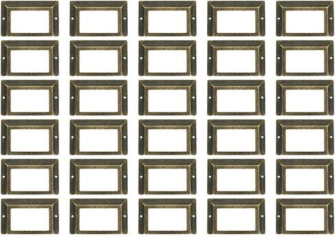 WEICHUAN 10Pcs 6cm*10.7cm Antique Brass Label Holders Iron Card Frame with Screws for Office Library Cabinet Shelves Drawer Name Plates Storage Bins File Drawer in Saudi Arabia