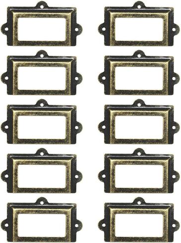 WEICHUAN 10Pcs 6cm*10.7cm Antique Brass Label Holders Iron Card Frame with Screws for Office Library Cabinet Shelves Drawer Name Plates Storage Bins File Drawer in Saudi Arabia