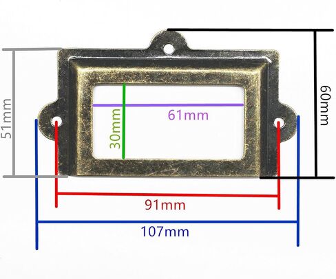 WEICHUAN 10Pcs 6cm*10.7cm Antique Brass Label Holders Iron Card Frame with Screws for Office Library Cabinet Shelves Drawer Name Plates Storage Bins File Drawer in Saudi Arabia
