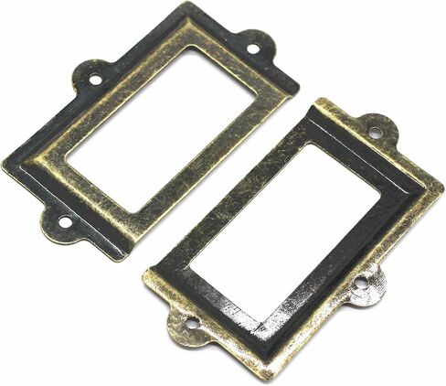 WEICHUAN 10Pcs 6cm*10.7cm Antique Brass Label Holders Iron Card Frame with Screws for Office Library Cabinet Shelves Drawer Name Plates Storage Bins File Drawer in Saudi Arabia