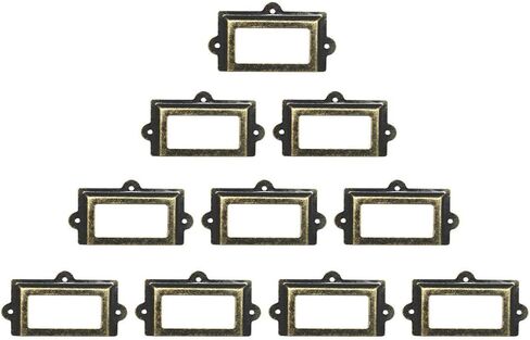 WEICHUAN 10Pcs 6cm*10.7cm Antique Brass Label Holders Iron Card Frame with Screws for Office Library Cabinet Shelves Drawer Name Plates Storage Bins File Drawer in Saudi Arabia