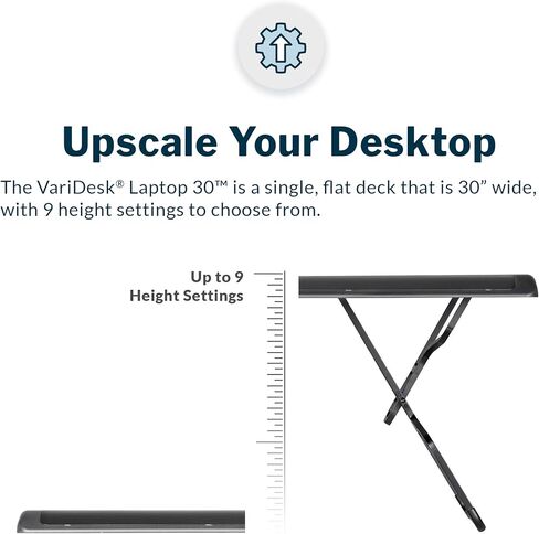 Vari - VariDesk Laptop 30 - محول مكتب قائم محمول للمساحات الصغيرة - مكتب للجلوس مع 9 إعدادات ارتفاع قابلة للتعديل ومقابض مزدوجة للمنزل أو محطة العمل المكتبية - مجمعة بالكامل، أسود in Kuwait
