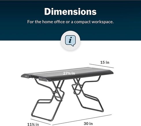 Vari - VariDesk Laptop 30 - محول مكتب قائم محمول للمساحات الصغيرة - مكتب للجلوس مع 9 إعدادات ارتفاع قابلة للتعديل ومقابض مزدوجة للمنزل أو محطة العمل المكتبية - مجمعة بالكامل، أسود in Kuwait