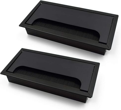 LC LICTOP Black 160mm Metal Rectangle Wire Cable Grommet Hole Cover for Computer Desk Table(2Pcs) in Saudi Arabia