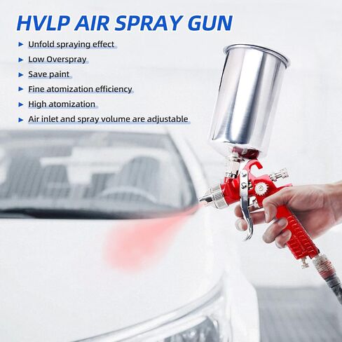 Gravity Air Spray Gun Set HVLP, 0.8mm&1.4mm&1.7mm Needle Nozzle Set, Auto Gravity Feed Spray Gun with Air Regulator, Automotive Paint Spray Gun for Various Paint Spray Painting Projects in Saudi Arabia
