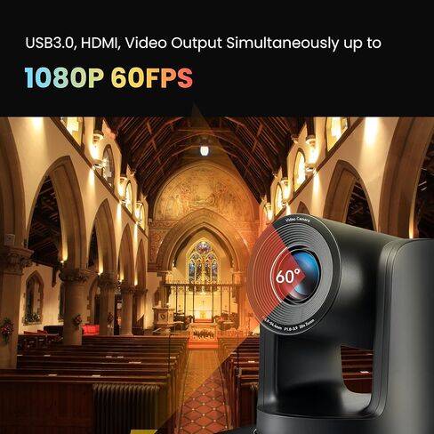كاميرا غرفة اجتماعات تكبير بصري 12X USB3.0 HDMI PTZ كاميرا 1080P 60FPS زاوية واسعة لمؤتمر الفيديو والكنيسة والبث المباشر والاجتماعات التعليمية تعمل مع Zoom Skype Teams OBS YouTube in Kuwait