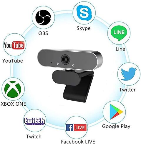 كاميرا ويب 1080 بكسل مع ميكروفون، وكاميرا ويب USB HD، وكاميرا ويب خارجية للكمبيوتر التوصيل والتشغيل لأجهزة الكمبيوتر المحمول والكمبيوتر المكتبي والبث والمكالمات عبر الإنترنت ومؤتمرات الفيديو والتدريس والألعاب in Kuwait
