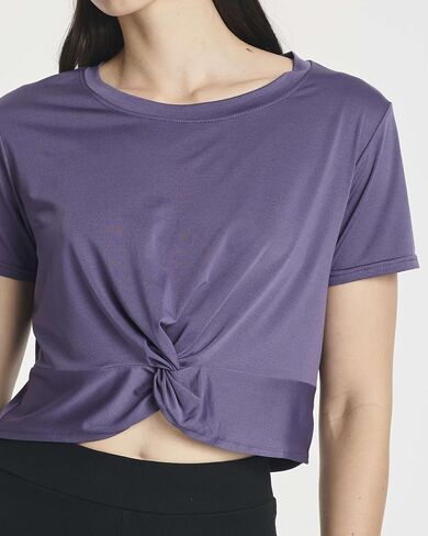 5 Pack: Women's Short Sleeve Twist Front Crop Top Dry-Fit Athletic Crew Neck T-Shirt (Available in Plus) in Saudi Arabia
