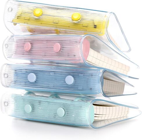 مجموعة Elsjoy مكونة من 4 أغطية صغيرة ذات 3 حلقات مع 320 ورقة و12 جيبًا، 4 × 3.5 بوصة دفتر ملاحظات صغير من PVC الشفاف، دفتر ملاحظات ناعم وشفاف للمجلة in Saudi Arabia