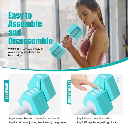 Adjustable Dumbbell Set of 2, 5 in 1 Free Weights Dumbbells Set for Women/Men, Hand Weights for Women, Each Hand with 3.3 to 12.1lbs for Home Gym Exercise Training. in Saudi Arabia