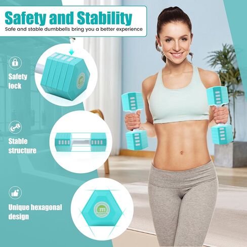 Adjustable Dumbbell Set of 2, 5 in 1 Free Weights Dumbbells Set for Women/Men, Hand Weights for Women, Each Hand with 3.3 to 12.1lbs for Home Gym Exercise Training. in Saudi Arabia