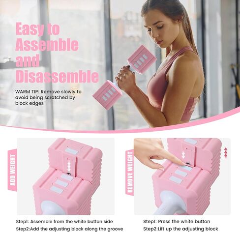 Adjustable Dumbbell Set of 2, 5 in 1 Free Weights Dumbbells Set for Women/Men, Hand Weights for Women, Each Hand with 3.3 to 12.1lbs for Home Gym Exercise Training. in Saudi Arabia