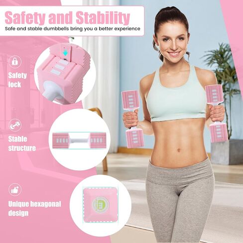 Adjustable Dumbbell Set of 2, 5 in 1 Free Weights Dumbbells Set for Women/Men, Hand Weights for Women, Each Hand with 3.3 to 12.1lbs for Home Gym Exercise Training. in Saudi Arabia