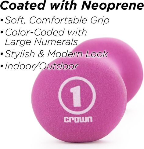 Crown Sporting Goods Hand Weights Dumbbells Set with Rack - Soft and Comfortable Neoprene Weights Set for Home Gym - Indoor and Outdoor Dumbbell Sets with Rack in Kuwait