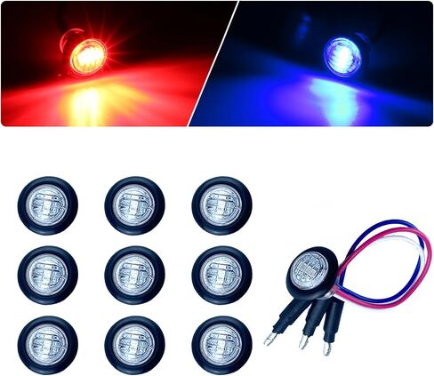 D13 3/4 Side Marker Dual Revolution LED Marker Lights Amber to Blue with Bullet Plug Indicators & Turn Signal LED Lights for Trailer Truck Camper RV in Saudi Arabia