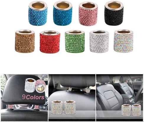 LEIWOOR 4 Pack Car Headrest Collars，Car Head Rest Collars Rings Decor Bling Bling Crystal Diamond Ice for Car SUV Truck Interior Decoration (Pink) in Saudi Arabia