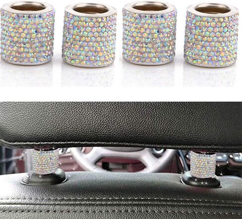 LEIWOOR 4 Pack Car Headrest Collars，Car Head Rest Collars Rings Decor Bling Bling Crystal Diamond Ice for Car SUV Truck Interior Decoration (Pink) in Saudi Arabia