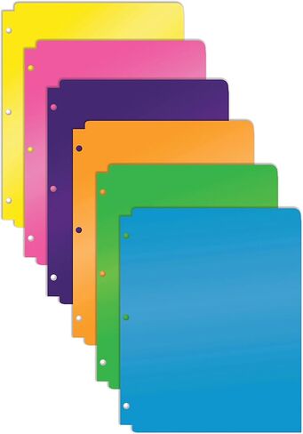 Better Office Products 3 Hole Punch Pocket Folders, Heavyweight Plastic 2 Pocket Folders, Bulk Pack, Assorted Bright Neon Colors, Letter Size, with Business Card Slot,(6 Pack) in Saudi Arabia