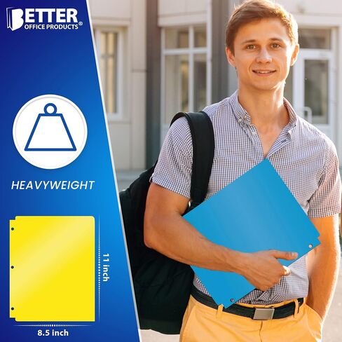 Better Office Products 3 Hole Punch Pocket Folders, Heavyweight Plastic 2 Pocket Folders, Bulk Pack, Assorted Bright Neon Colors, Letter Size, with Business Card Slot,(6 Pack) in Saudi Arabia