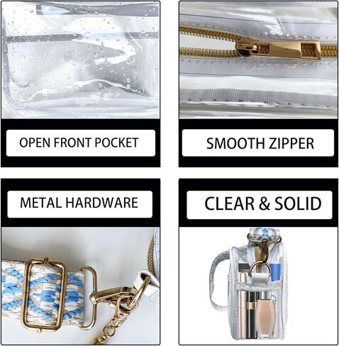 محافظ شفافة للنساء في الملعب، حقيبة محفظة شفافة مقاومة للماء سعة 3 لتر مع حزام قابل للتعديل، حقائب استاد شفافة للنساء، حقيبة شفافة صغيرة للحفلات الموسيقية والمهرجانات والأحداث الرياضية (أبيض) in Kuwait