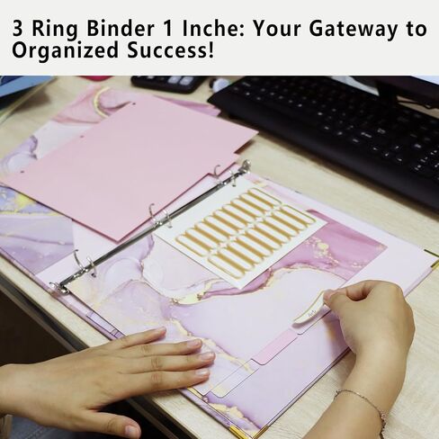 3 Ring Binder 1 Inch,Large Binder for Letter Size(11" x 8.5"),Cute Binder Dividers with 5 Tabs,3 Ring Binder for School Supplies and Office Supplies,Cute Clipboard Binders with 2 Pockets(Marble Pink) in Saudi Arabia