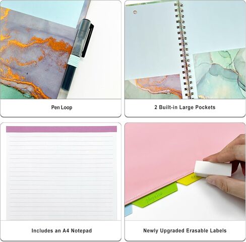 3 Ring Binder 1 Inch,Large Binder for Letter Size(11" x 8.5"),Cute Binder Dividers with 5 Tabs,3 Ring Binder for School Supplies and Office Supplies,Cute Clipboard Binders with 2 Pockets(Marble Pink) in Saudi Arabia