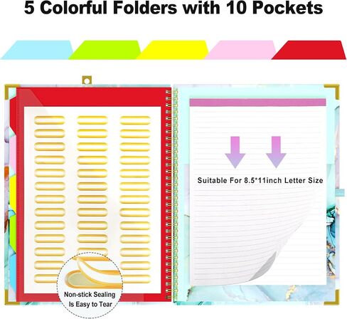 3 Ring Binder 1 Inch,Large Binder for Letter Size(11" x 8.5"),Cute Binder Dividers with 5 Tabs,3 Ring Binder for School Supplies and Office Supplies,Cute Clipboard Binders with 2 Pockets(Marble Pink) in Saudi Arabia