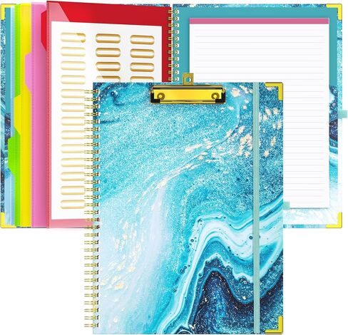 3 Ring Binder 1 Inch,Large Binder for Letter Size(11" x 8.5"),Cute Binder Dividers with 5 Tabs,3 Ring Binder for School Supplies and Office Supplies,Cute Clipboard Binders with 2 Pockets(Marble Pink) in Saudi Arabia