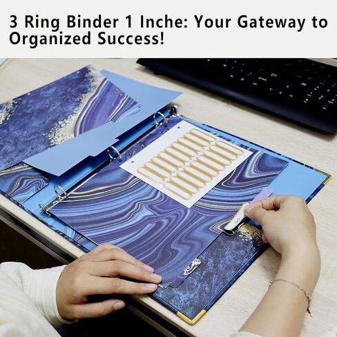 3 Ring Binder 1 Inch,Large Binder for Letter Size(11" x 8.5"),Cute Binder Dividers with 5 Tabs,3 Ring Binder for School Supplies and Office Supplies,Cute Clipboard Binders with 2 Pockets(Marble Pink) in Saudi Arabia