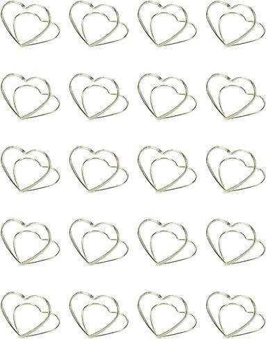 20pcs Mini Place Card Holders Metal Wire Menu Memo Clips Photo Holder Small Table Number Holders Pictures Cards Stand Clips for Wedding Birthdays Anniversary Party - Heart-shaped Gold in Saudi Arabia
