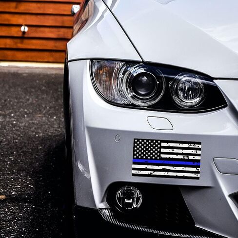 3 Pack Reflective New Tattered Thin Blue Line US Flag Decal Stickers | Compatible with Cars & Trucks, 5" x 2.7" American USA Flag Decal Sticker Honoring Police Law Enforcement Vinyl Window Bumper Tape in Saudi Arabia