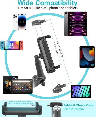 فتحة CD لحامل الكمبيوتر اللوحي في السيارة، حامل قرص مضغوط بذراع قابل للتعديل، حامل هاتف CD يدور 360 درجة لجهاز iPad Pro 12.9 Mini Air، سلسلة Galaxy Z Fold، علامات التبويب، iPhone، المزيد من الأجهزة مقاس 4-13 بوصة in Kuwait
